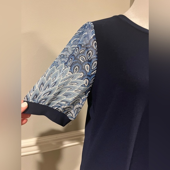 Women's CeCe Short Sleeve Top -Navy Blue with Chiffon sleeves NWOT Size … - Picture 11 of 11